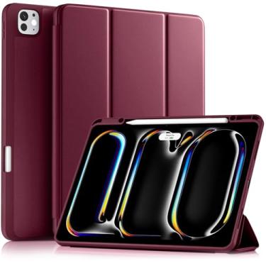 Imagem de Akkerds Capa compatível com iPad Pro de 13 polegadas (M5/M4) 2025/2024, para iPad 13 Pro com suporte para lápis, capa protetora fina com três dobras com parte traseira de TPU macio, despertar/hibernar