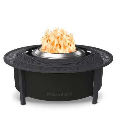 Imagem de Solo Stove Mesa surround para fogueira, grande | Elevação para fogueira a lenha Yukon, aço revestido com pó/tecido externo resistente a UV, dimensões (altura x diâmetro): 52 x 133 cm, preto
