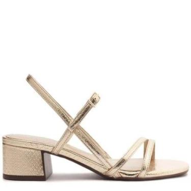Imagem de Sandália Anacapri Salto Bloco Tiras Fina Dourado-Feminino
