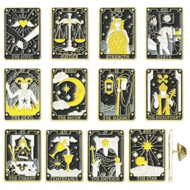 Imagem de Ipotkitt 12 peças de alfinetes de liga de tarô esmaltados retangulares pretos para adivinhação ouijas broches de amuleto para mulheres e homens, artesanato, roupas, roupas, mochilas, chapéus, jeans