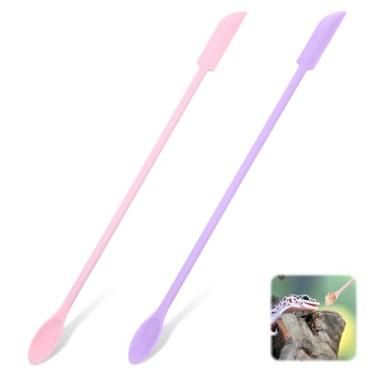 Imagem de Tweruna 2 colheres de alimentação para répteis, ferramenta de mistura de frutas em pó de réptil, colher de comida de cabo longo para gárgula de dragão barbudo de lagartixa com crista