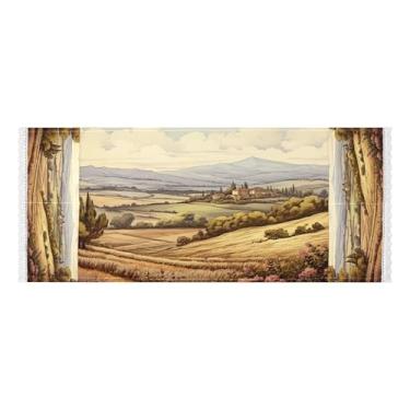 Imagem de Wassud Capas de lavadora e secadora de cenário de montanha, protetor de lavadora com sacos de armazenamento, capa de geladeira à prova de poeira com bolsos para lavanderia doméstica, cozinha, 120 x 55