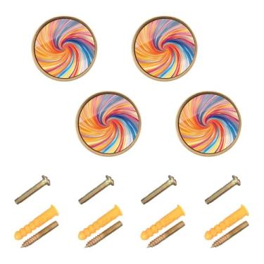 Imagem de CEBUGI Conjunto de puxadores de armário com 4 puxadores de gaveta redondos coloridos com parafusos puxadores de armário de cozinha para gaveta porta guarda-roupa cômoda