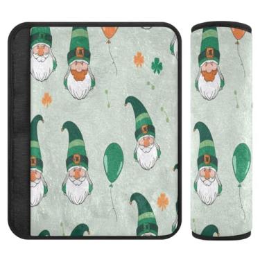 Imagem de Burbuja Capa para cinto de segurança de carro St. Patrick Gnomo, macio, confortável, protetor de cinto de segurança de carro para alça de ombro de assento de carro, 1 par médio