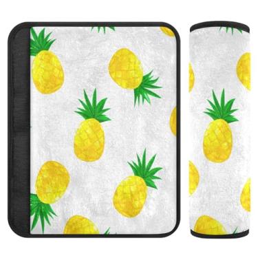 Imagem de Burbuja Capa de cinto de segurança de carro de abacaxi de desenho animado macio confortável protetor de cinto de segurança para alça de ombro de assento, 1 par pequeno