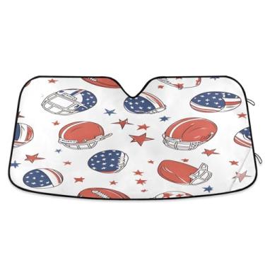 Imagem de Qilmy Bola de futebol americano e capacete de para-brisa de carro, protetor de viseira dobrável, mantém a frescura, bloqueia raios UV e acessórios para proteger carros, SUVs, caminhões-(M) 1879