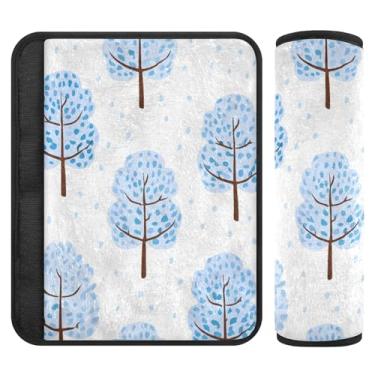 Imagem de Burbuja Capa para cinto de segurança de carro Winter Forest Protetor de cinto de segurança de carro macio confortável para alça de ombro de assento, 1 par médio