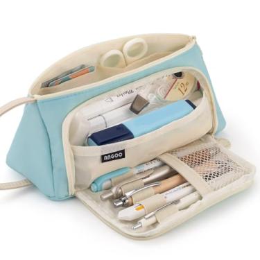 Imagem de Estojo de Lápis Lona com Grande Capacidade para Canetas Marcadoras Bolsa Simples Materiais Escolares Organizador Escola