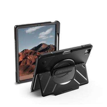 Imagem de Dexnor Capa para iPad Air de 13 polegadas M3/M2 (2025/2024), capa protetora robusta com alça de mão giratória de 360°, suporte estável, protetor de tela e suporte de lápis, capa protetora de corpo