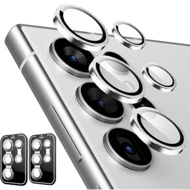 Imagem de Zeking (Conjunto de 2 protetores de lente para câmera Samsung Galaxy S26 Ultra 5G, claridade HD, ultrafino, vidro temperado 9H com bordas de alumínio, capa de lente de metal individual (prata)