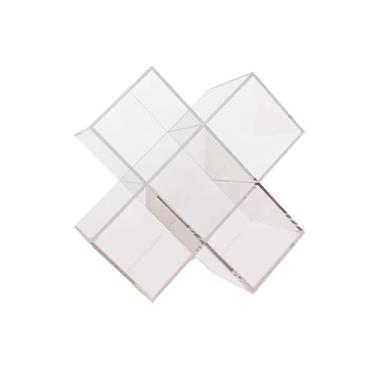 Imagem de Suporte para armazenamento de CDs Estante de chão criativa e minimalista em acrílico transparente para CDs álbuns, ideal para guardar livros revistas(Branco)