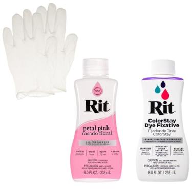 Imagem de Conjunto de corante líquido Rit com fixador ColorStay – Kit tudo em um com luvas para reduzir o sangramento de cor (rosa petal)