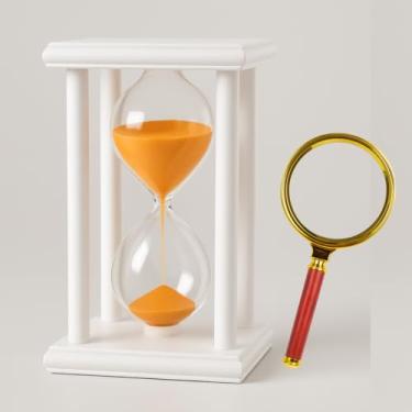 Imagem de Ampulheta de Madeira 30 Min • Kits com Lupa 90mm ou Difusor Aromático • Decoração, Estudo, Terapia e Presentes (Kit Ampulheta + Lupa 90mm)