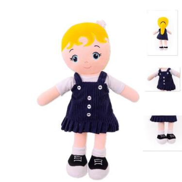 Imagem de Boneca de pano flora vestido azul antialergica lavavel toys - ZIP TOYS