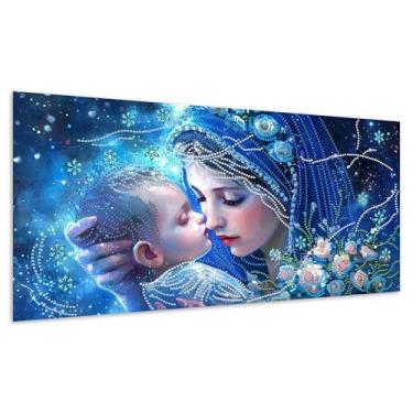 Imagem de Diymood Kits de arte de diamante grande de forma especial DIY para adultos Cristo, kits de pintura de diamante 5D Saint Full Drill Round Canvas Bordado Mosaico Iniciante Casa Decoração de Parede