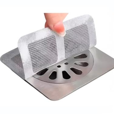 Imagem de Protetor de Ralo Descartável, 6 Unidades, PVC, Quadrado, 10cm x 10cm, Adesivo, para Banheiro, Lavanderia, Cozinha e Pia