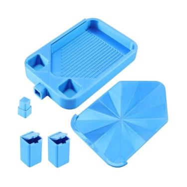 Imagem de Fiocias Bandeja para Artes com Miçangas com Tampa, Organizador de Miçangas, Recipiente de Armazenamento Ergonômico Antirriscos, Organizador para Artesanato, Azul, Tamanho real