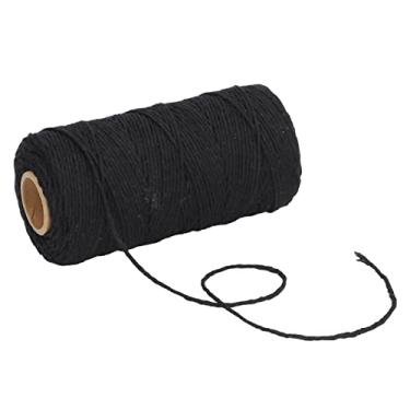 Imagem de Ainoli cabo macrame 2mm macio grosso inodoro algodão reciclado corda macrame para diy borla artesanato jardinagem decoração para casa (Preta)