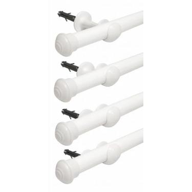 Imagem de Varões de Madeira Para Cortina Simples 2,00 Metros 19mm Varão Ponteira e Suporte Completo varão de cortina para Casa Sala Quarto(4 Branco)