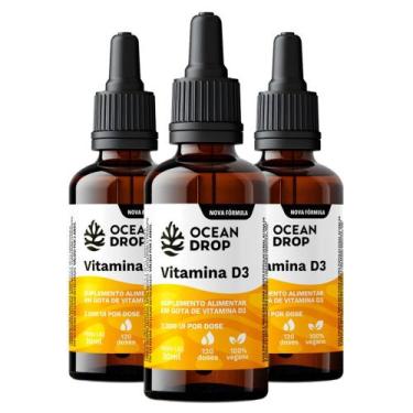 Imagem de Kit 3x Vitamina D3 Colecalciferol 2000 UI Gotas - Ocean Drop