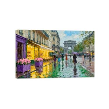 Imagem de BMZFYBS Arte de parede paisagem imagem cidade rua chuva decoração moderna impressão pintura para sala de estar pronto para pendurar 20x30cm8x12in tela embrulhada