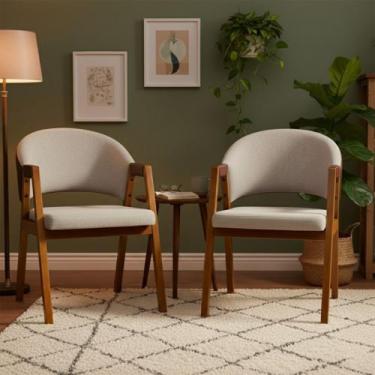 Imagem de Kit 2 Cadeiras Sala de Jantar Premium com Braço Madeira Maciça Movellu