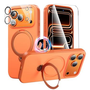 Imagem de Gyizho Capa com suporte de anel de 360° para iPhone 17 Pro Max, compatível com MagSafe, proteção de nível militar, antiamarelamento, resistente a arranhões, capa traseira para iPhone 17 Pro Max de 6,9