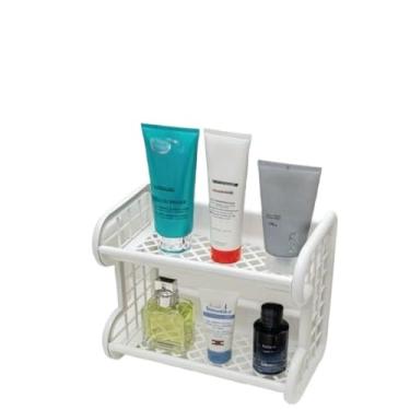 Imagem de Porta Shampoo Cantoneira Sabonete Produtos de Banho Suporte Organizador Plástico 4 Andares(2 andares/suporte de pia)