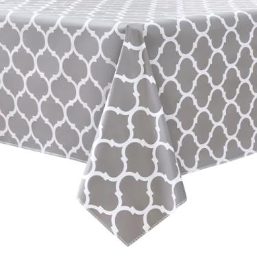 Imagem de Spring rain Toalhas de mesa de vinil à prova d'água com forro de flanela para mesas retangulares, toalha de mesa de plástico à prova de derramamento para jantar, acampamento, ambientes internos e