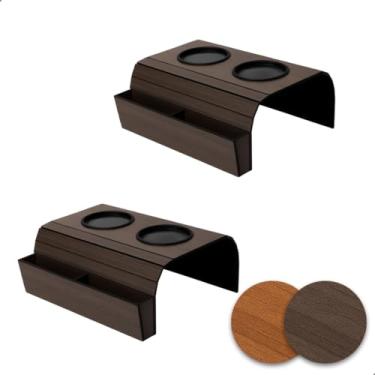 Imagem de Kit 2 Esteira Porta Copo Apoio Braço Sofá Com Porta Controle Remotos Para Organização da Sala (Tabaco)