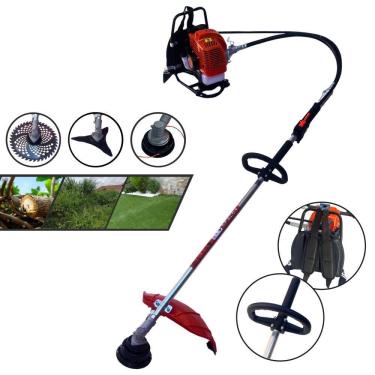 Imagem de Roçadeira Costal GRC430 Terra À Gasolina 43cc 1,7HP Alta Rotação Cortador de Grama Completo Com Carretel Nylon + Faca 40 Dentes Vídea + Faca 3 Pontas