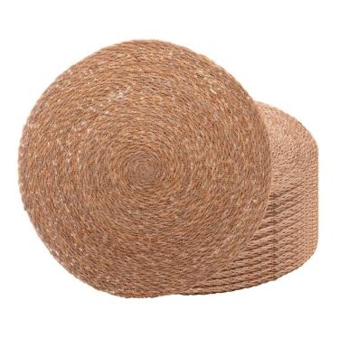 Imagem de 12 Lugar Americano Sousplat Redondo De Fibra Natural Para Mesa Wolff Trançado 37cm