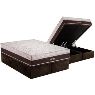 Imagem de Conjunto Box Baú Queen: Colchão Molas Polar Ensacadas Sporting + Base Crc Suede Brown (158x198)