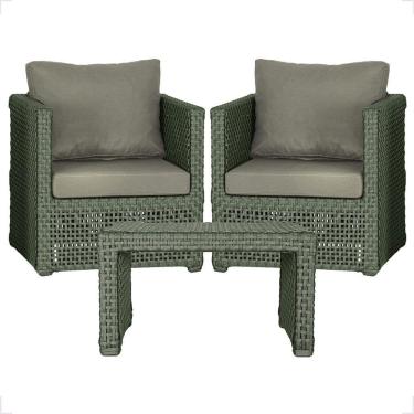 Imagem de Mesa E 2 Poltronas Madri Corda Náutica Estofado 8 Trama Verde