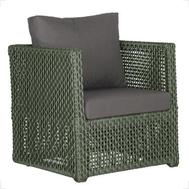 Imagem de 1 Poltrona Madri Alumínio Corda Náutica Estofado 11 Trama Verde