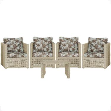 Imagem de Mesa E 4 Poltronas Madri Corda Náutica Estofado 6 Trama Rami