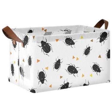 Imagem de Caixa organizadora de prateleira branca Black Beetle com 2 alças, 40 x 29 x 25 cm, organizador de suéter grande para armário para organização e armazenamento, quarto, pacote com 2