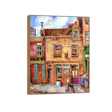 Imagem de David Burliuk Famosas impressões em tela de arte de parede prontas para pendurar. Rua da cidade. Pintura de moldura de madeira para decoração de sala de estar 50 x 65 cm 20 x 26 polegadas