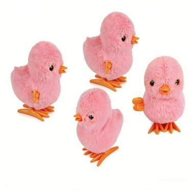 Imagem de Leyoceur Pintainho de pelúcia realista – brincadeira interativa para gatos em ambientes internos, pintinhos fofos resistentes a arranhões de corda de pelúcia realista rosa