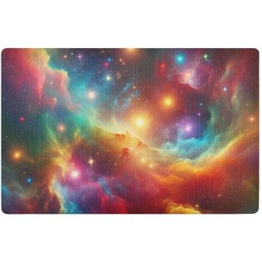 Imagem de TSENQUE Tapete de porta interno colorido com nebulosa estrelada personalizado para porta da frente tapetes antiderrapantes para casa tapetes de entrada laváveis internos 81 x 50 cm