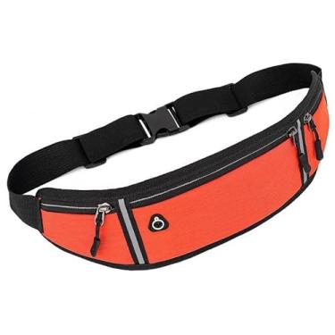 Imagem de Bolsa de cintura para corrida para mulheres e homens, impermeável, pochete com porta para fone de ouvido, acessórios esportivos modernos, Laranja, Elegante