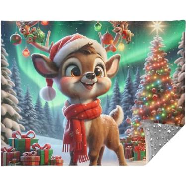 Imagem de Cobertores grandes de animais de Natal de rena para sofá cobertores macios confortáveis para mulheres 177,8 cm x 139,7 cm cobertor xadrez personalizado vaca