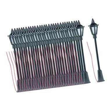 Imagem de YIJU Poste de luz em miniatura na escala 1:87 para iluminação externa, ideal para brincar de faz-de-conta em maquetes de ferrovias e trens, de decorar, 30 Unidades