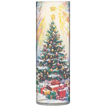 Imagem de Vaso cilíndrico para mesa decorativa árvore de Natal presentes coloridos vasos altos de plástico bonitos vasos personalizados exclusivos para decoração de casa, 30 cm x 9,9 cm