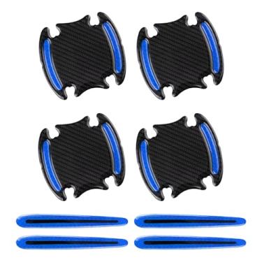 Imagem de JYIS 8 peças de protetores refletivos contra arranhões para maçaneta de porta de carro, fibra de carbono, adesivo de tigela de alça de carro, protetor de tinta universal antiarranhões, adesivos