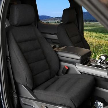 Imagem de Jokuye Capas de assento de malha compostas dianteiras para Ford F-150, Lightning, F-250 e F-350 Crew Cab (2015-2025), conjunto completo com capas de encosto de cabeça, tecido durável para assentos