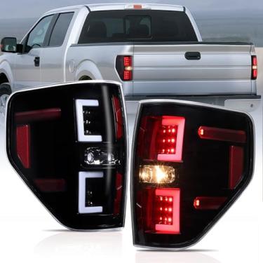 Imagem de Nilight Conjunto de lanterna traseira compatível com Ford F150 2009 2010 2011 2012 2013 2014 tipo incandescente Styleside Upgrade luzes traseiras de tubo de LED; lâmpadas traseiras de freio