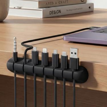 Imagem de Kit 2 Organizadores De Cabos Premium Adesivos, 7 Entradas, Silicone Flexível, Para Mesa, Carro, Cabeceira E USB, Marca VARENZIA