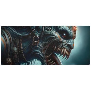 Imagem de Pisacha Dark Gaming Desk Pad liso, tamanho completo, 90 x 40 cm, superfície durável para movimentos precisos do mouse, base antiderrapante