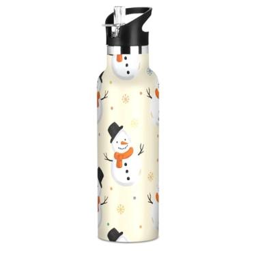 Imagem de Joisal Garrafas de água infantis de Natal fofas de inverno com tampa de palha, garrafa de água de aço inoxidável isolada, livre de BPA, copos infantis à prova de vazamento para escola, viagens